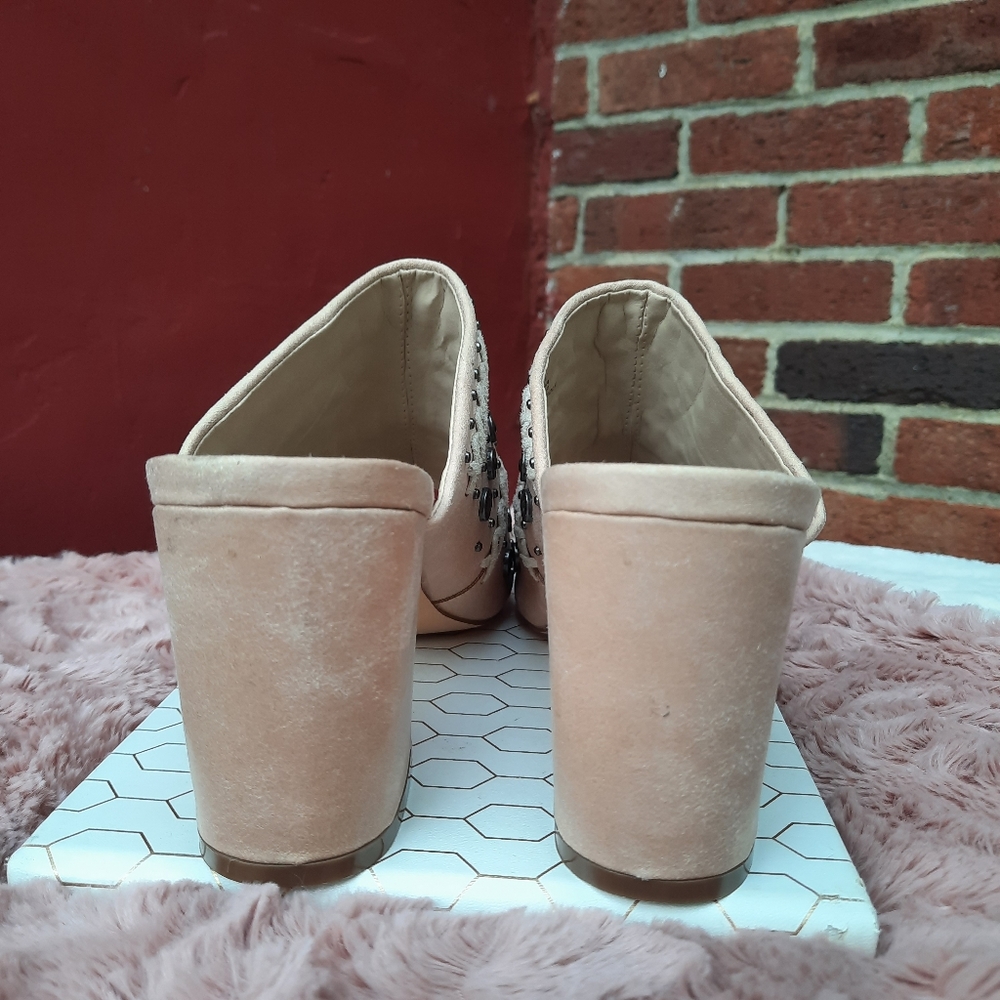 Coconuts Dream Big Studded Embroidered Chunky Mules Heels Spring Summer NEW - Picture 6 of 10
